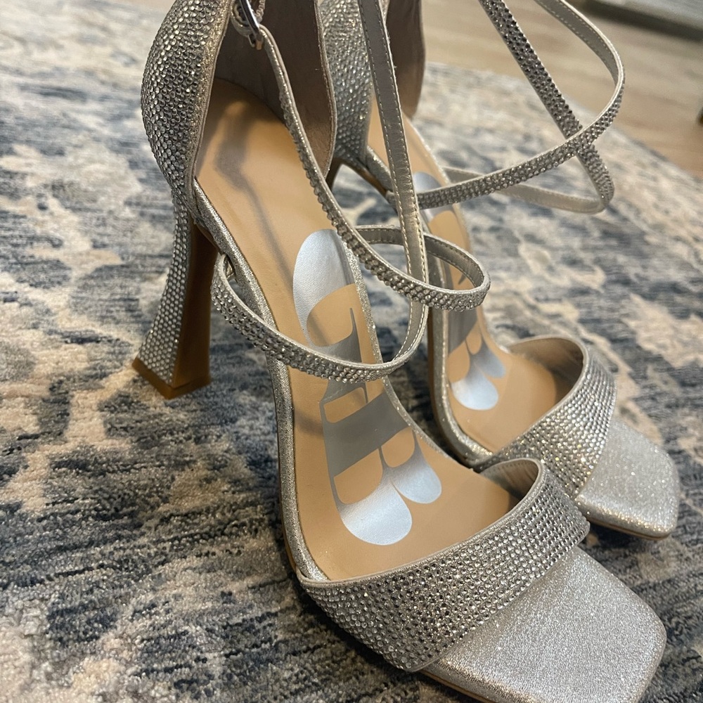 Gianni Bini Glittering Silver Strappy Heels